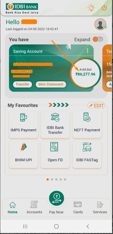 idbi balance check by app