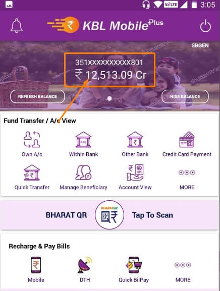 karnatak bank balance check by app